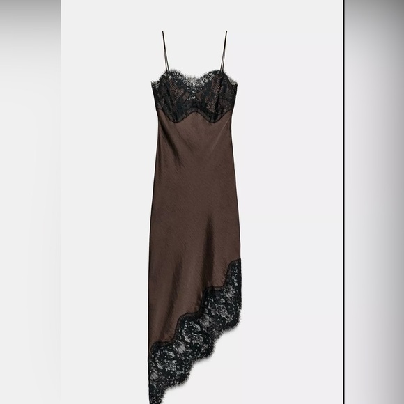 Dresses & Skirts - Zara Brand New Dress
Asymmetric Satin Lace Dress Size L